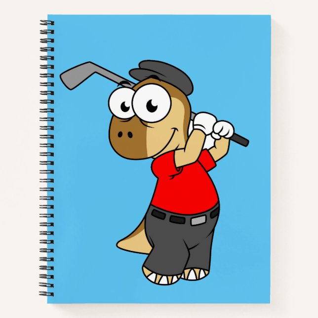 Cuaderno Un Dinosaurio Pachycephalosaurio Jugando Golf. (Anverso)
