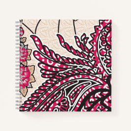 Cuaderno Un diseño paisajístico decorativo con un rojo inte