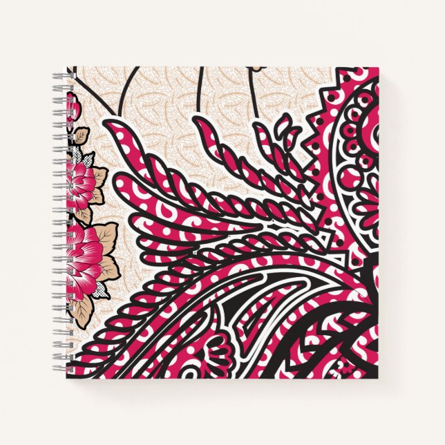 Cuaderno Un diseño paisajístico decorativo con un rojo inte (Anverso)