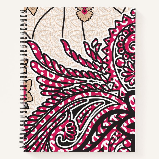 Cuaderno Un diseño paisajístico decorativo con un rojo inte (Anverso)