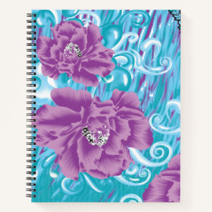 Cuaderno Un diseño textil vibrante con púrpura y turq