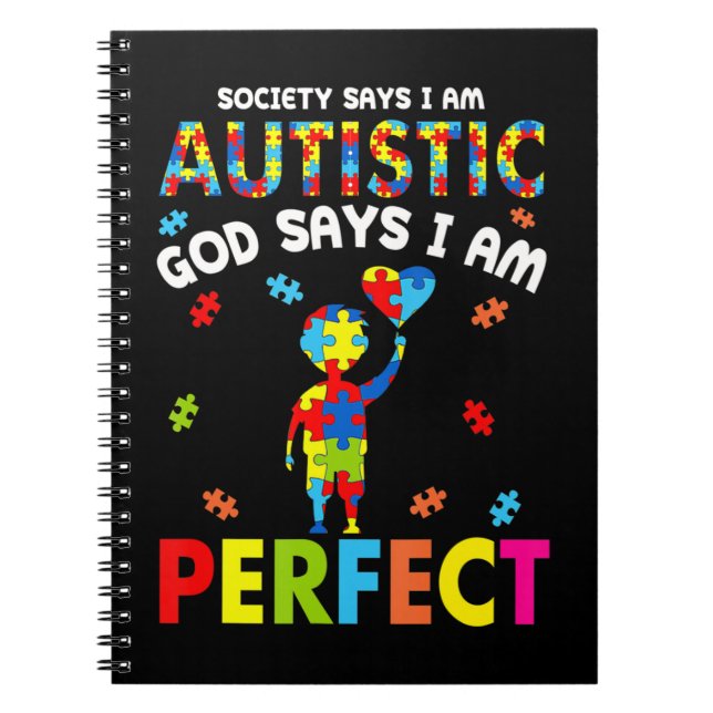 Cuaderno Un divertido autismo cita "La sociedad dice que so (Frente)
