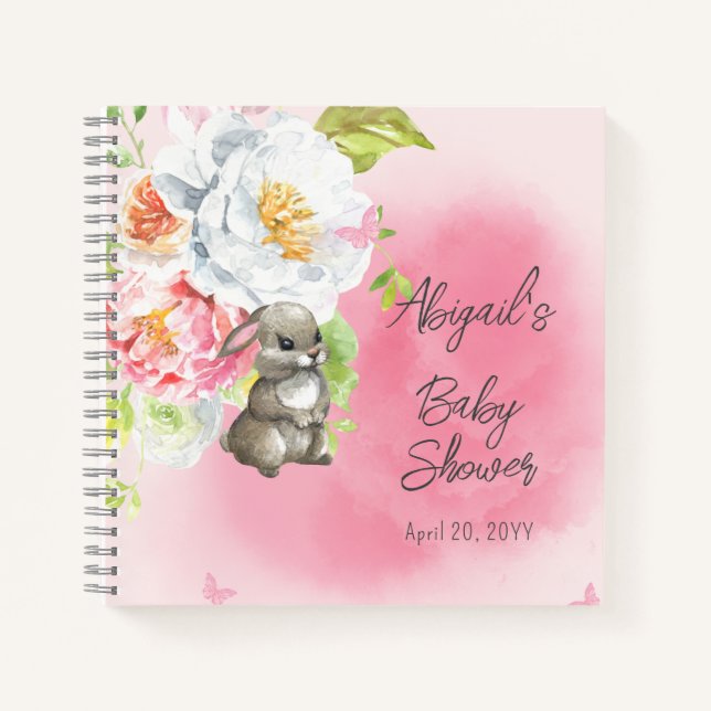 Cuaderno Un dulce pequeño Chica de conejita Baby Shower Lib (Anverso)