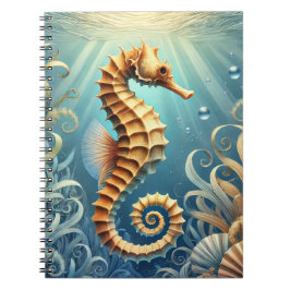 Cuaderno Un elegante caballito de mar nadando bajo el agua