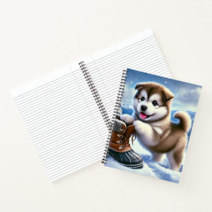 Cuaderno Un escurridizo títere que juega en un paisaje inve