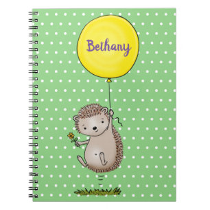 Cuaderno Un feliz erizo lindo con ilustracion en globo