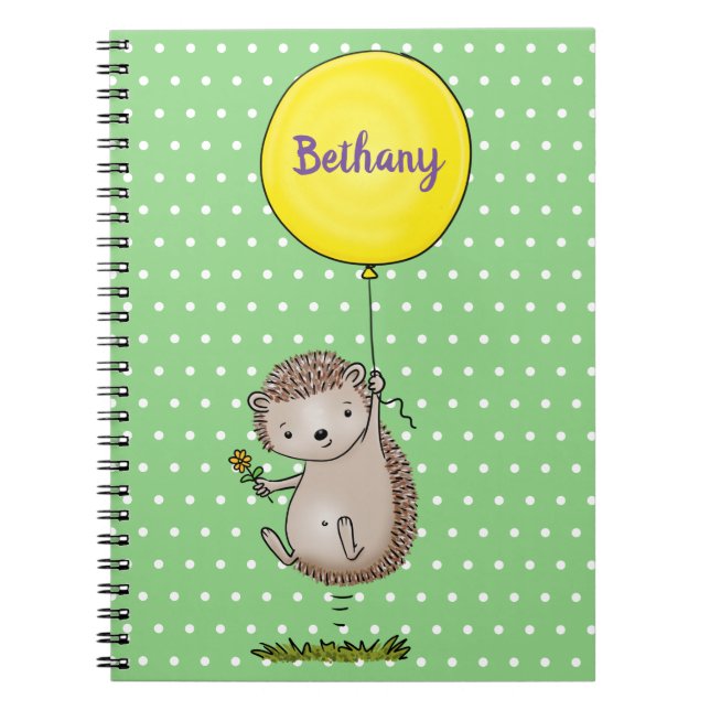 Cuaderno Un feliz erizo lindo con ilustracion en globo (Frente)