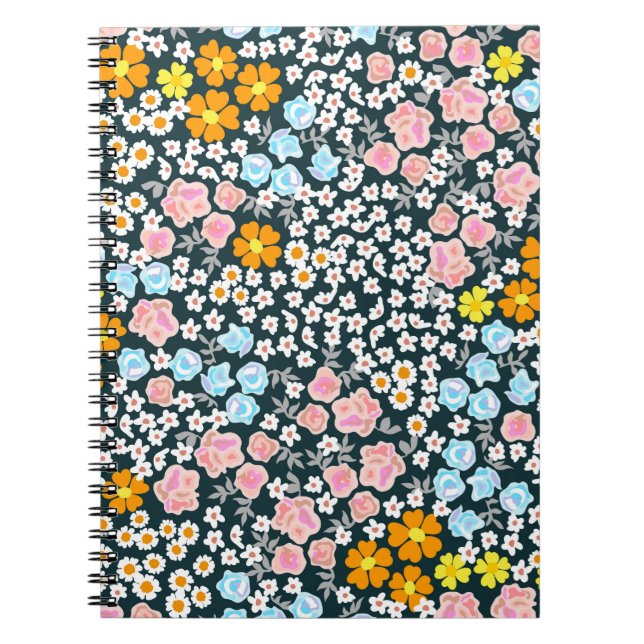 Cuaderno Un floreciente jardín con rosas y flores silvestre (Frente)