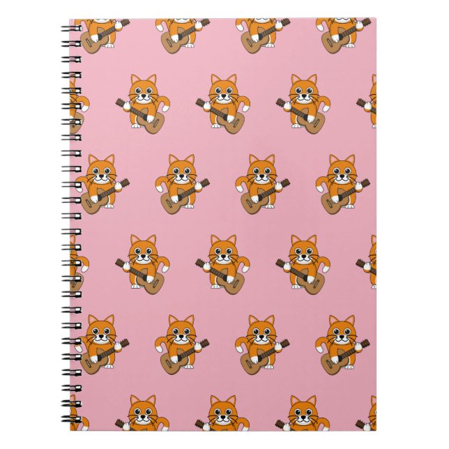 Cuaderno Un gato blanco Naranja lindo tocando Personalizado (Frente)