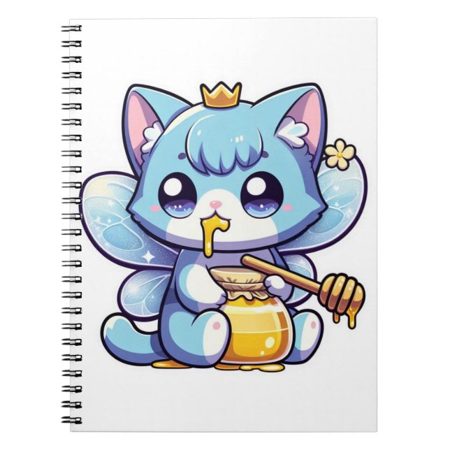 Cuaderno Un gato lindo comiendo miel cruda (Frente)