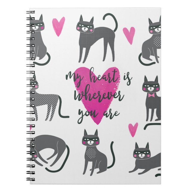 Cuaderno Un gato lindo: ilustracion con letras de amor. (Frente)