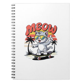 Cuaderno Un gato lindo jugando en un campo agradable