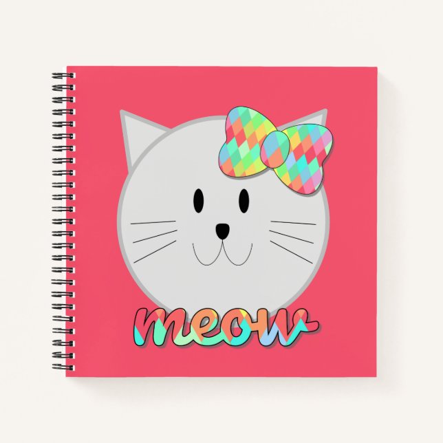 Cuaderno Un gato lindo se muele el arcoiris a los niños Pur (Anverso)