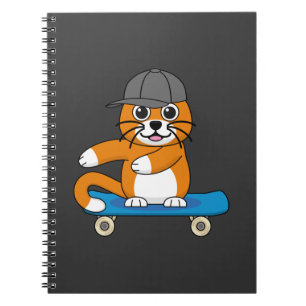 Cuaderno Un gato Naranja lindo en un Personalizado de skate