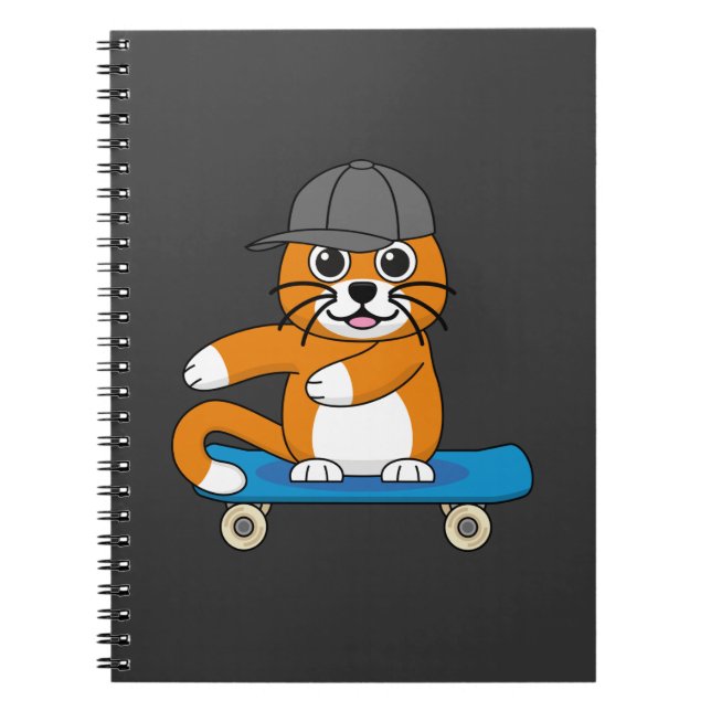Cuaderno Un gato Naranja lindo en un Personalizado de skate (Frente)