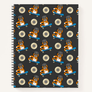 Cuaderno Un gato Naranja lindo en un Personalizado de skate