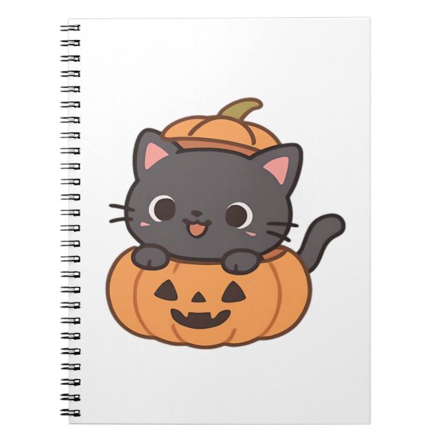 Cuaderno Un gato negro juguetón saliendo de la camiseta de  (Frente)