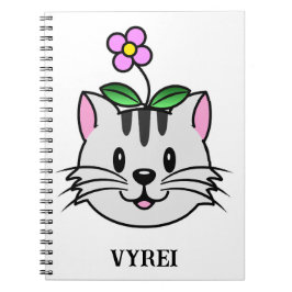 Cuaderno Un gato Personalizado con flor en la cabeza