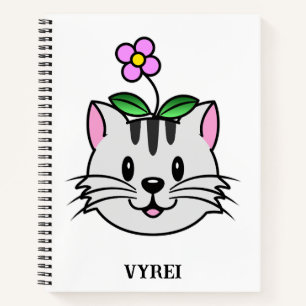 Cuaderno Un gato Personalizado con flor en la cabeza