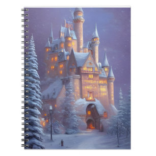 Cuaderno Un hermoso castillo iluminado por la nieve