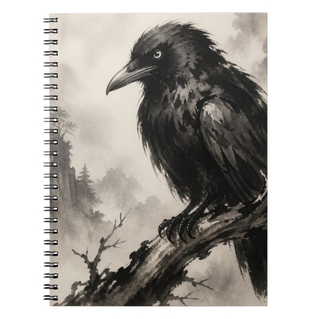 Cuaderno Un hermoso cuervo en una rama (Frente)