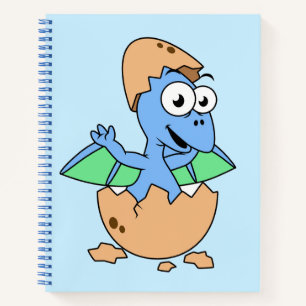 Cuaderno Un Ilustracion Cuidadoso De Un Bebé Pterodáctilo H
