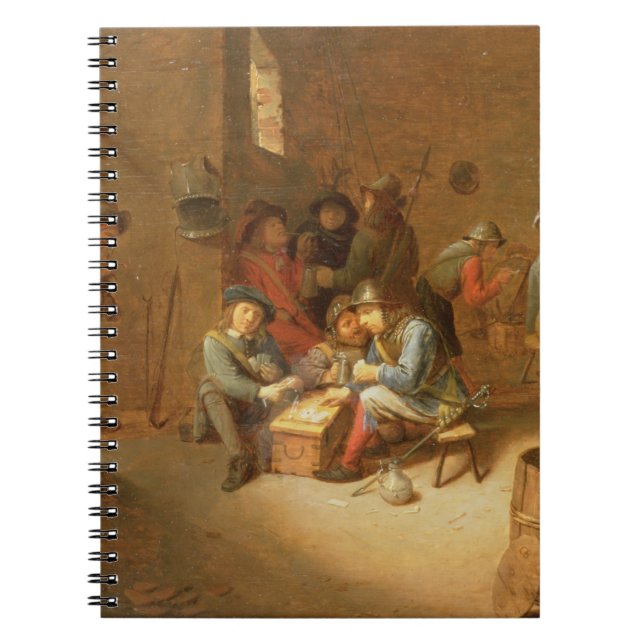 Cuaderno Un interior del Guardroom con los naipes de los (Frente)