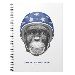 Cuaderno Un jinete de la motocicleta del chimpancé el