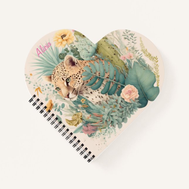 Cuaderno Un leopardo detrás del personalizado de los arbust (Anverso)