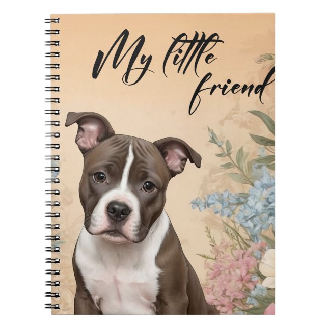 Cuaderno Un lindo cachorro pardo Staffordshire Terrier (Frente)