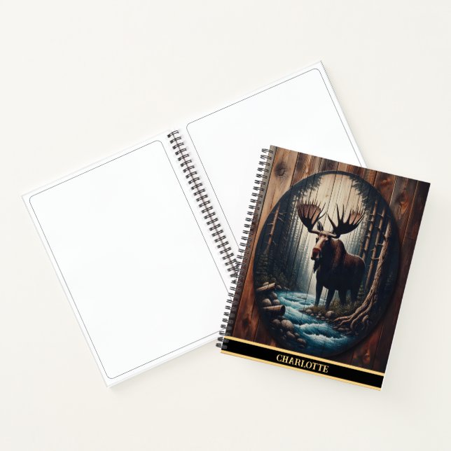 Cuaderno Un majestuoso alce junto a un sereno ribereño (Interior)