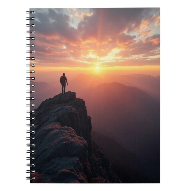 Cuaderno Un majestuoso amanecer visto desde la cima de la m (Frente)