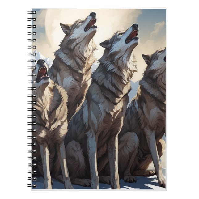 Cuaderno Un majestuoso aullido lobos arroja diseño de almoh (Frente)