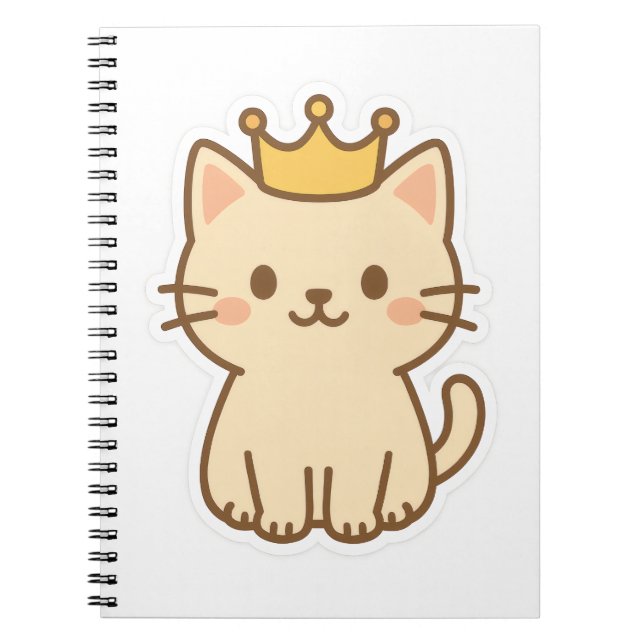 Cuaderno Un majestuoso gato cariñoso con una corona (Frente)
