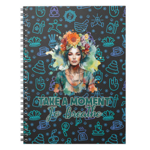Cuaderno Un momento para respirar a Chica de yoga de las fl