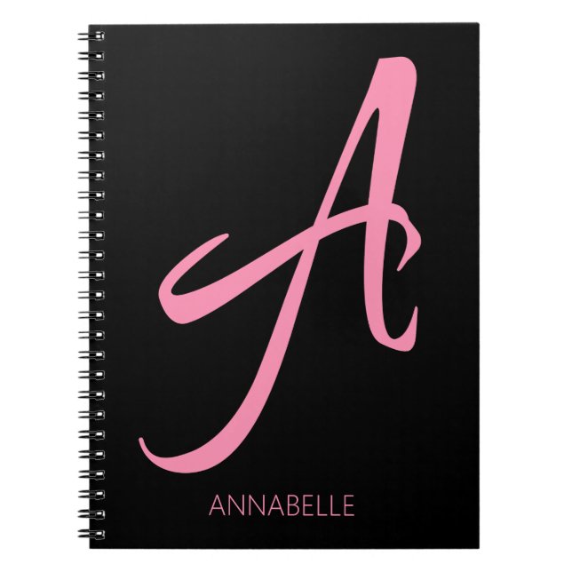 Cuaderno Un monograma rosa personalizado (Frente)