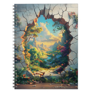 Cuaderno Un mundo fantástico a través de un diseño de pared