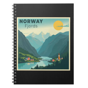 Cuaderno Un nostálgico afiche clásico de viajes - fiordos d