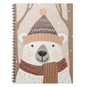 Cuaderno Un oso polar en un gorra de punto.