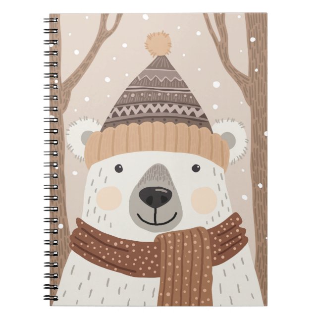 Cuaderno Un oso polar en un gorra de punto. (Frente)