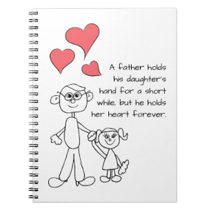 Cuaderno Un padre lleva a cabo la mano de su hija