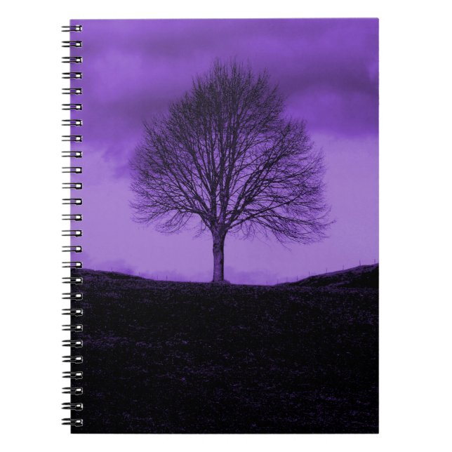 Cuaderno Un paisaje púrpura de la naturaleza de la silueta (Frente)
