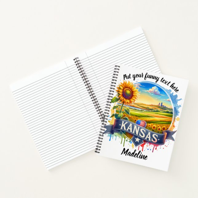 Cuaderno Un paisaje vibrante de Kansas con girasoles al ata (Interior)