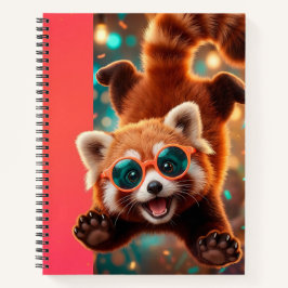 Cuaderno Un panda rojo de dibujos animados esponjoso con ga