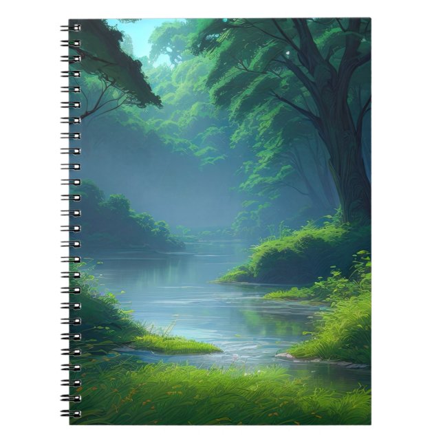 Cuaderno Un pantano pacífico en el bosque verde (Frente)