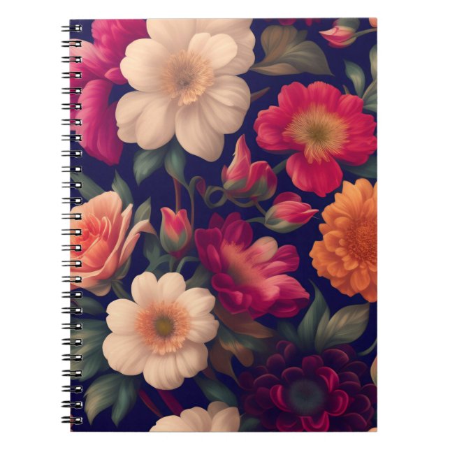Cuaderno Un papel pintado con un patrón floral  (Frente)