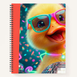 Cuaderno Un patito amarillo esponjoso feliz que lleva gafas