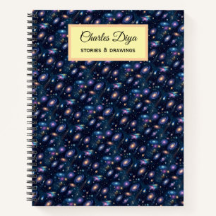 Cuaderno Un patrón de espacio sin costuras Patrón Nombre Pe