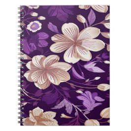 Cuaderno Un patrón floral con fondo púrpura
