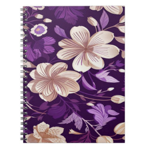 Cuaderno Un patrón floral con fondo púrpura